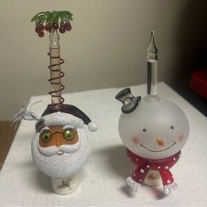 Festive Christmas Holiday Santa and Snowman Plug in Holiday Night Lights